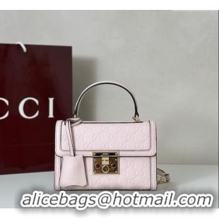 Inexpensive Gucci Padlock GG Leather Small top handle bag 848884 Pink 2025