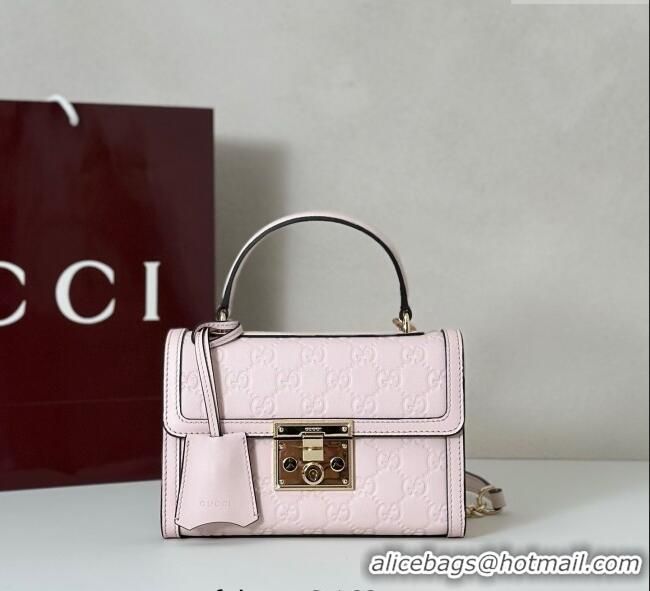 Inexpensive Gucci Padlock GG Leather Small top handle bag 848884 Pink 2025