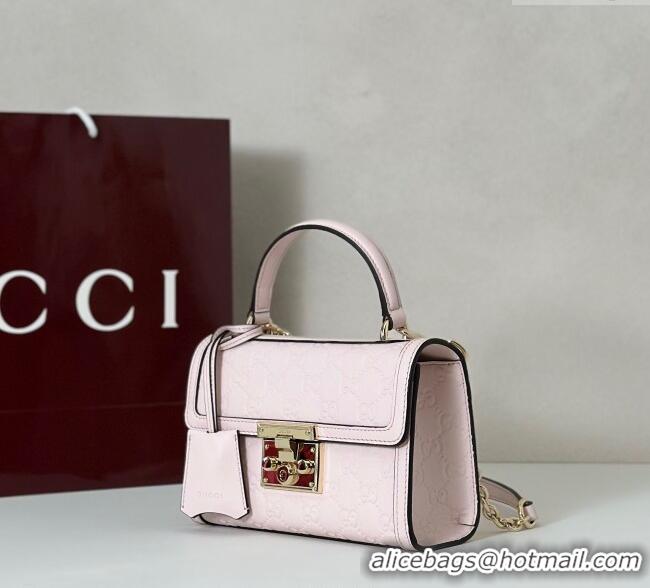 Inexpensive Gucci Padlock GG Leather Small top handle bag 848884 Pink 2025