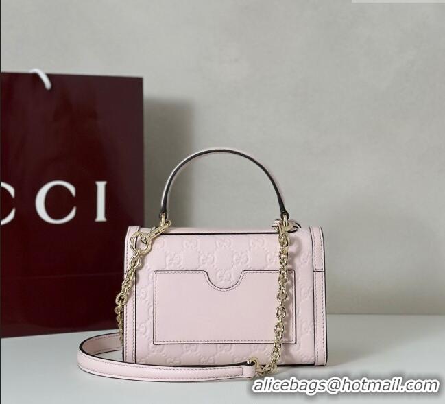 Inexpensive Gucci Padlock GG Leather Small top handle bag 848884 Pink 2025