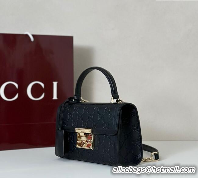 New Style Gucci Padlock GG Leather Small top handle bag 848884 Black 2025