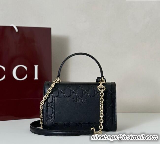 New Style Gucci Padlock GG Leather Small top handle bag 848884 Black 2025