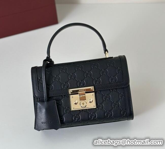 New Style Gucci Padlock GG Leather Small top handle bag 848884 Black 2025