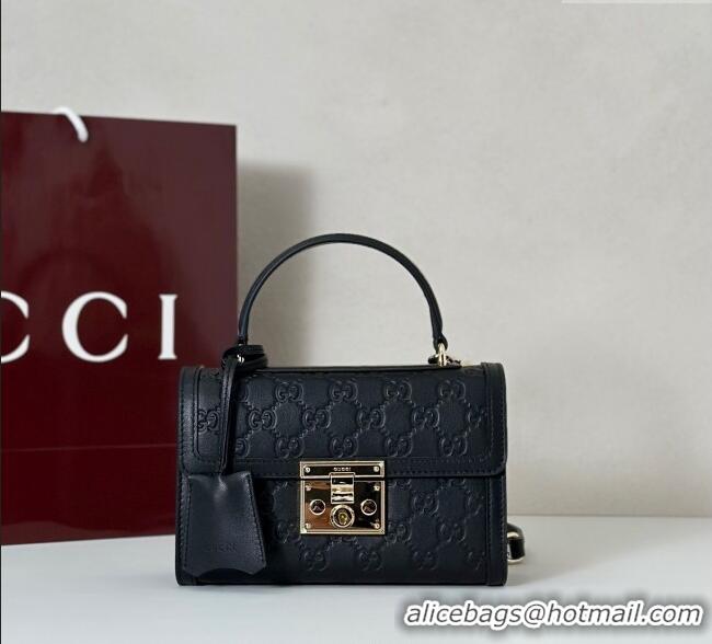 New Style Gucci Padlock GG Leather Small top handle bag 848884 Black 2025