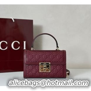 Unique Grade Gucci Padlock GG Leather Small top handle bag 848884 Red 2025