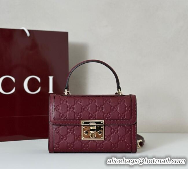 Unique Grade Gucci Padlock GG Leather Small top handle bag 848884 Red 2025