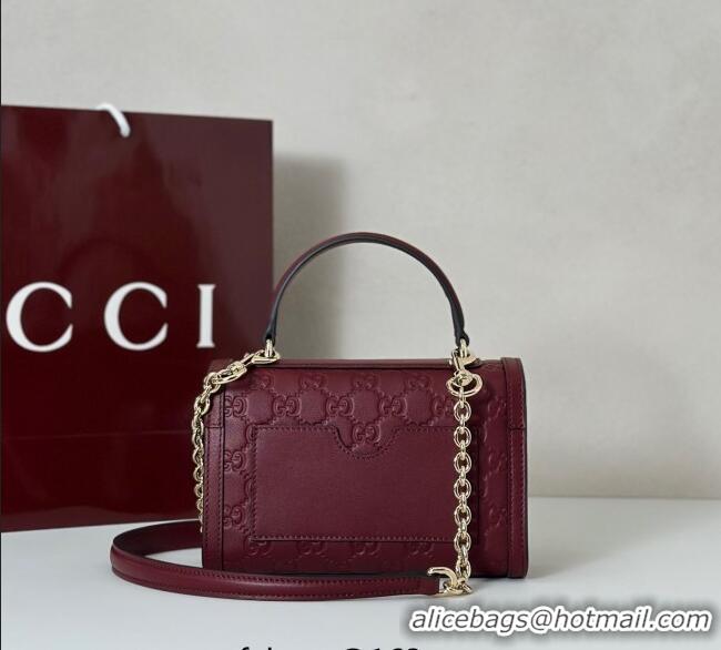 Unique Grade Gucci Padlock GG Leather Small top handle bag 848884 Red 2025
