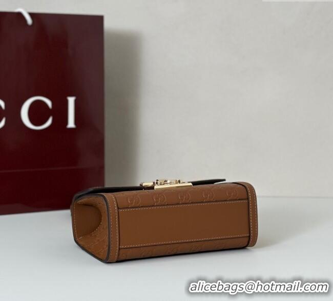 Unique Discount Gucci Padlock GG Leather Small top handle bag 848884 Brown 2025