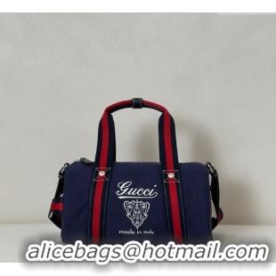 Promotional Gucci Small printed canvas duffle bag 816865 Dark Blue 2025