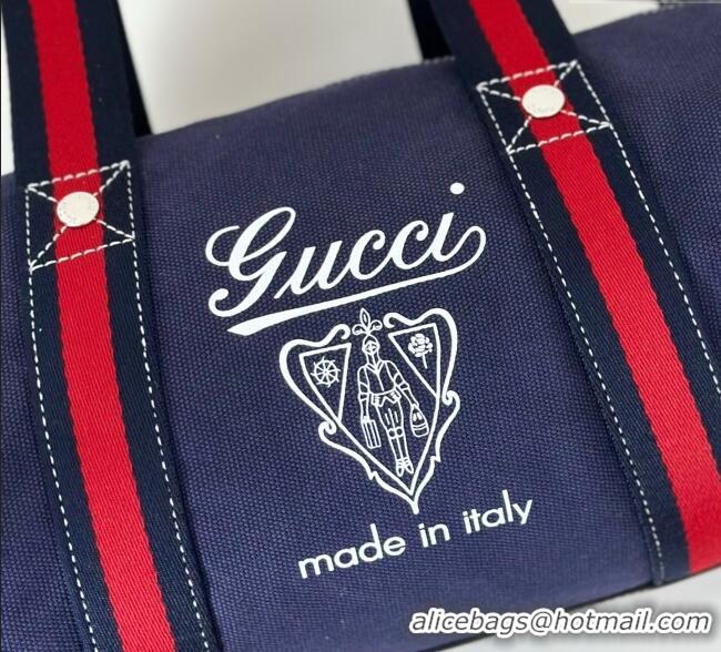 Promotional Gucci Small printed canvas duffle bag 816865 Dark Blue 2025