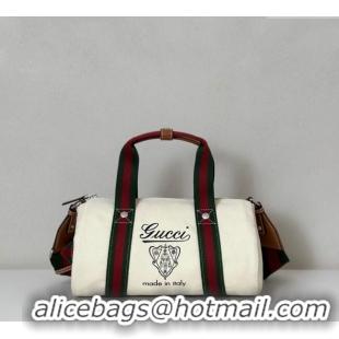 Buy Cheapest Gucci Small printed canvas duffle bag 816865 White 2025