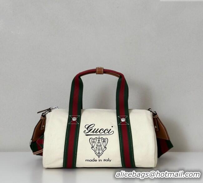 Buy Cheapest Gucci Small printed canvas duffle bag 816865 White 2025