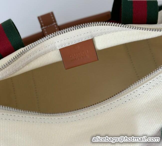 Buy Cheapest Gucci Small printed canvas duffle bag 816865 White 2025
