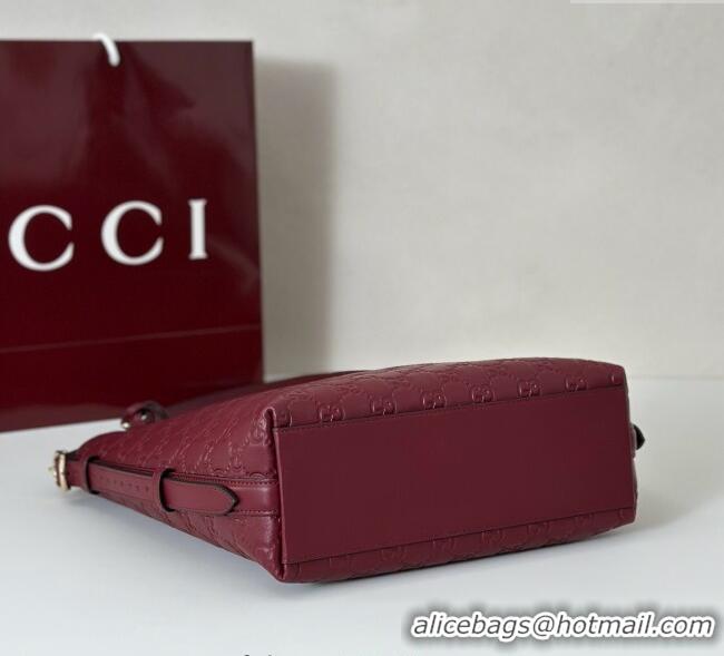 New Design Gucci GG Leather Emblem small shoulder bag 848881 Red 2025
