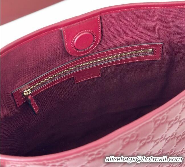 New Design Gucci GG Leather Emblem small shoulder bag 848881 Red 2025