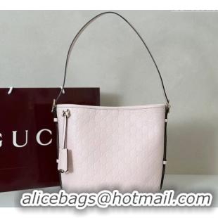 Luxury Discount Gucci GG Leather Emblem small shoulder bag 848881 Pink 2025