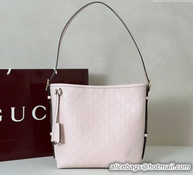 Luxury Discount Gucci GG Leather Emblem small shoulder bag 848881 Pink 2025