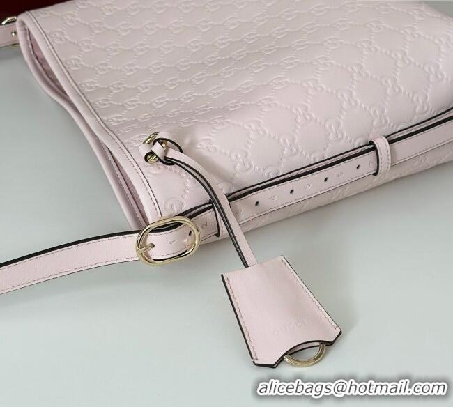 Luxury Discount Gucci GG Leather Emblem small shoulder bag 848881 Pink 2025