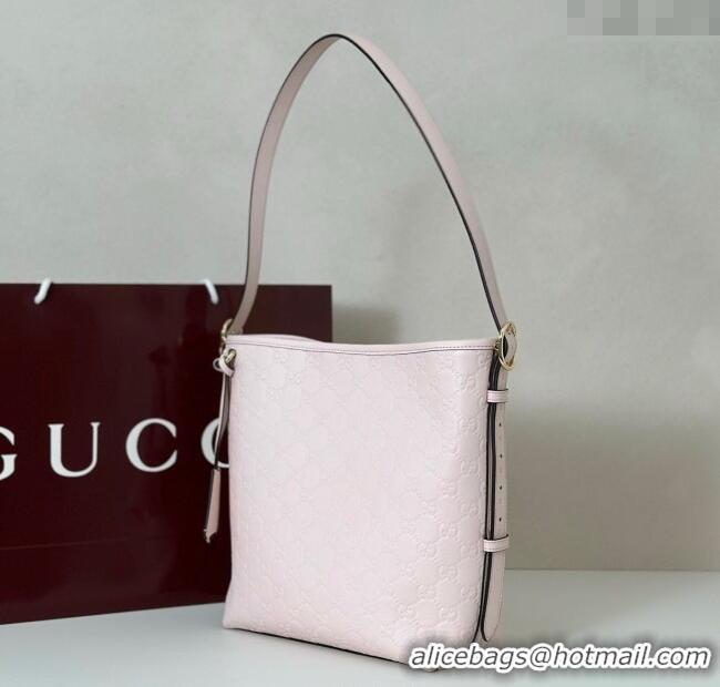 Luxury Discount Gucci GG Leather Emblem small shoulder bag 848881 Pink 2025