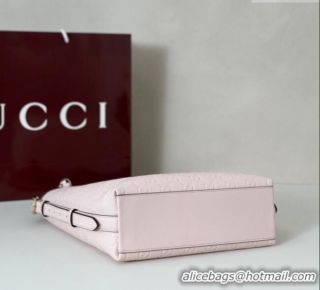 Luxury Discount Gucci GG Leather Emblem small shoulder bag 848881 Pink 2025