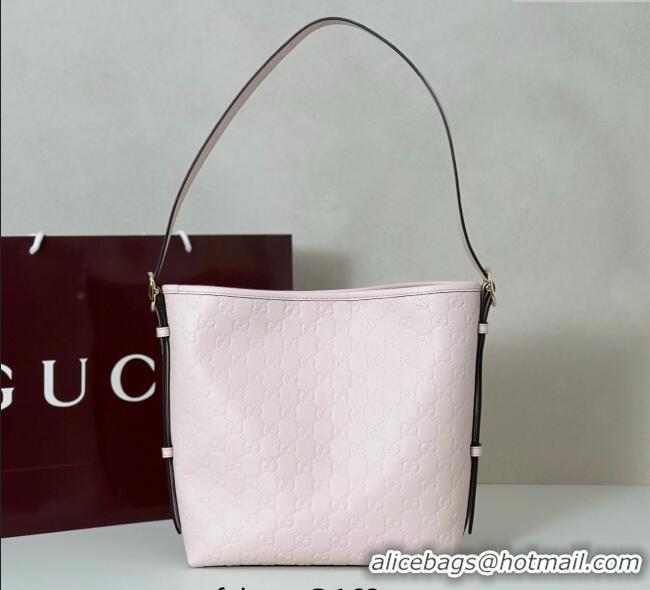 Luxury Discount Gucci GG Leather Emblem small shoulder bag 848881 Pink 2025