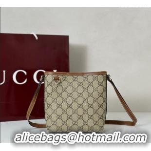 Good Product Gucci GG Canvas Emblem Nano Bucket Bag 847090 Beige/Brown 2025