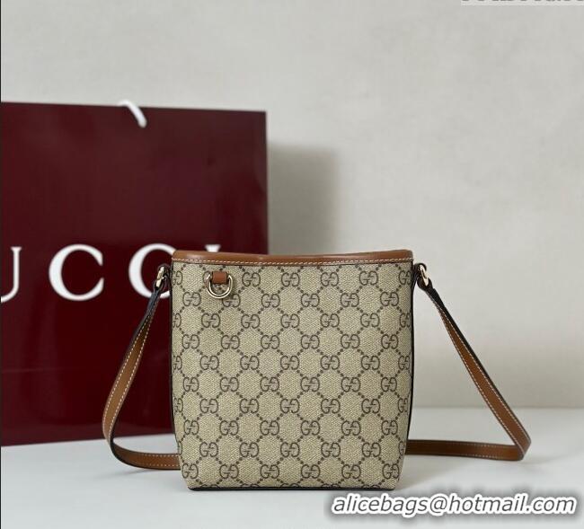 Good Product Gucci GG Canvas Emblem Nano Bucket Bag 847090 Beige/Brown 2025