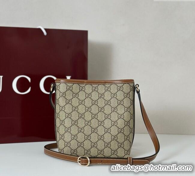 Good Product Gucci GG Canvas Emblem Nano Bucket Bag 847090 Beige/Brown 2025