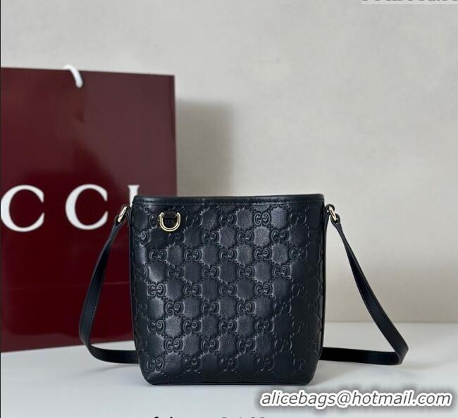 Best Price Gucci GG Leather Emblem Nano Bucket Bag 847090 Black 2025
