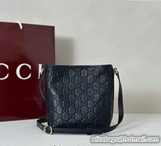 Best Price Gucci GG Leather Emblem Nano Bucket Bag 847090 Black 2025