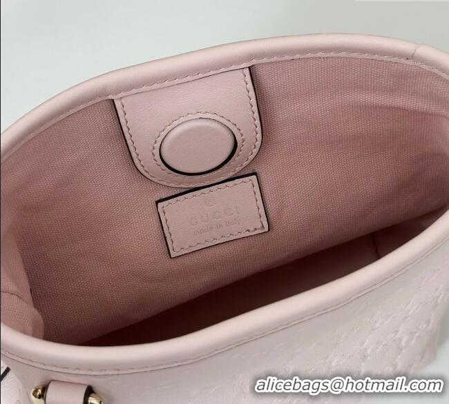 Best Price Gucci GG Leather Emblem Nano Bucket Bag 847090 Pink 2025