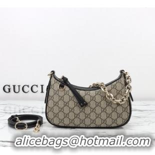 Good Discount Gucci GG Canvas Emblem Small Shoulder bag 847447 Beige/Black 2025