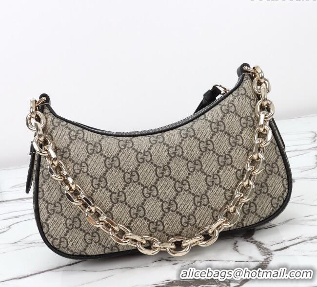 Good Discount Gucci GG Canvas Emblem Small Shoulder bag 847447 Beige/Black 2025