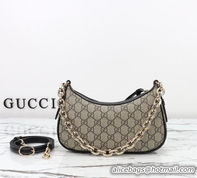 Good Discount Gucci GG Canvas Emblem Small Shoulder bag 847447 Beige/Black 2025
