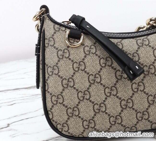 Good Discount Gucci GG Canvas Emblem Small Shoulder bag 847447 Beige/Black 2025