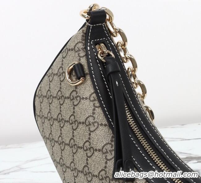 Good Discount Gucci GG Canvas Emblem Small Shoulder bag 847447 Beige/Black 2025