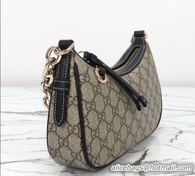 Good Discount Gucci GG Canvas Emblem Small Shoulder bag 847447 Beige/Black 2025