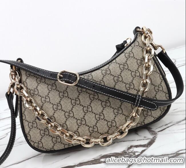 Good Discount Gucci GG Canvas Emblem Small Shoulder bag 847447 Beige/Black 2025