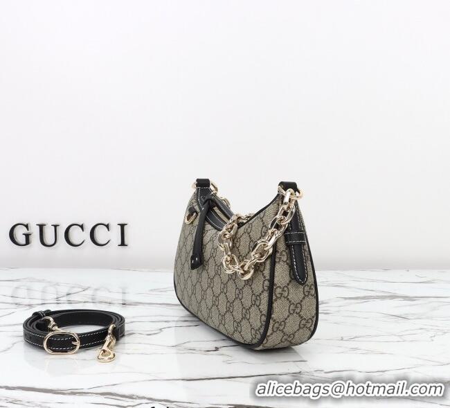 Good Discount Gucci GG Canvas Emblem Small Shoulder bag 847447 Beige/Black 2025