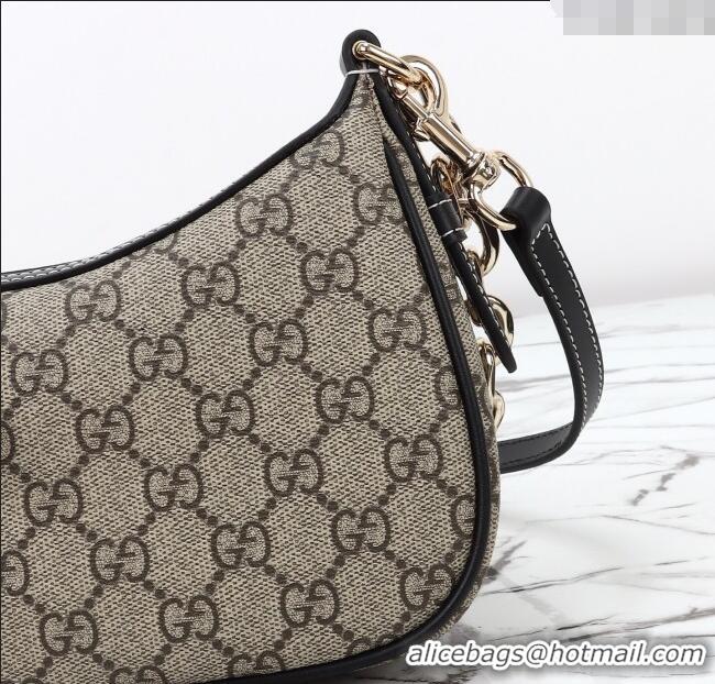Good Discount Gucci GG Canvas Emblem Small Shoulder bag 847447 Beige/Black 2025