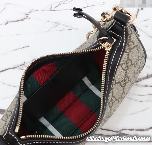 Good Discount Gucci GG Canvas Emblem Small Shoulder bag 847447 Beige/Black 2025