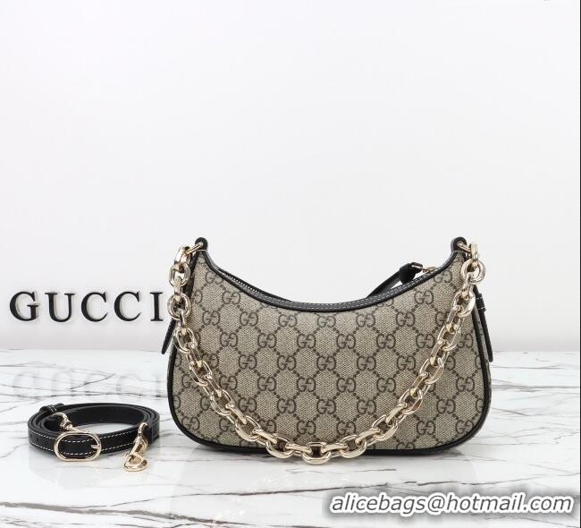 Good Discount Gucci GG Canvas Emblem Small Shoulder bag 847447 Beige/Black 2025