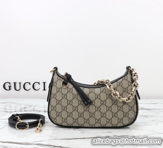 Good Discount Gucci GG Canvas Emblem Small Shoulder bag 847447 Beige/Black 2025