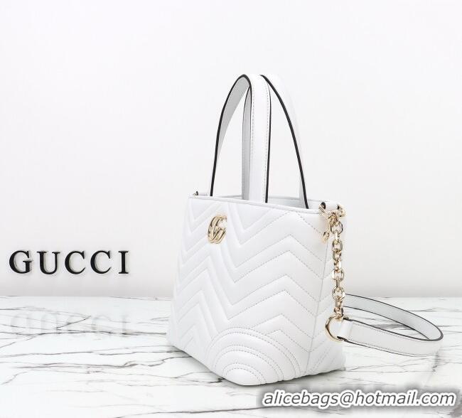 Good Quality Gucci Betty Chevron Leathe Small Tote Bag 847386 White 2025