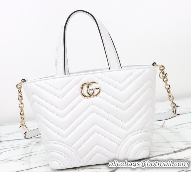 Good Quality Gucci Betty Chevron Leathe Small Tote Bag 847386 White 2025