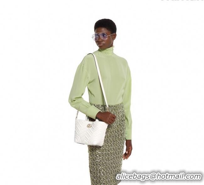 Good Quality Gucci Betty Chevron Leathe Small Tote Bag 847386 White 2025