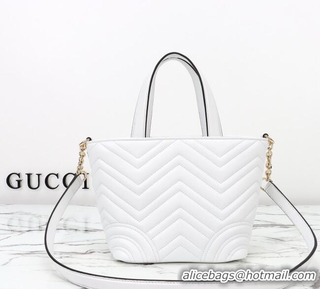 Good Quality Gucci Betty Chevron Leathe Small Tote Bag 847386 White 2025