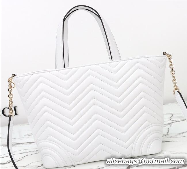 Good Quality Gucci Betty Chevron Leathe Medium Tote Bag 847387 White 2025