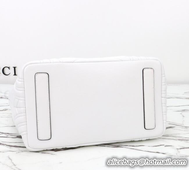 Good Quality Gucci Betty Chevron Leathe Medium Tote Bag 847387 White 2025