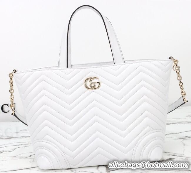 Good Quality Gucci Betty Chevron Leathe Medium Tote Bag 847387 White 2025